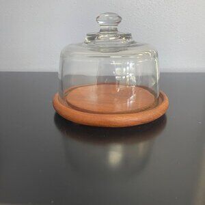 VTG Goodwood Teak Cheese Board Glass Dome Thailand  Serving Appetizer